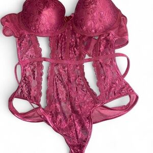 Spencer's Lace Bodysuit in Rich Pink